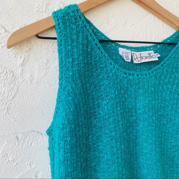 vintage 90s knit bright green sweater style tank - Picture 2 of 4
